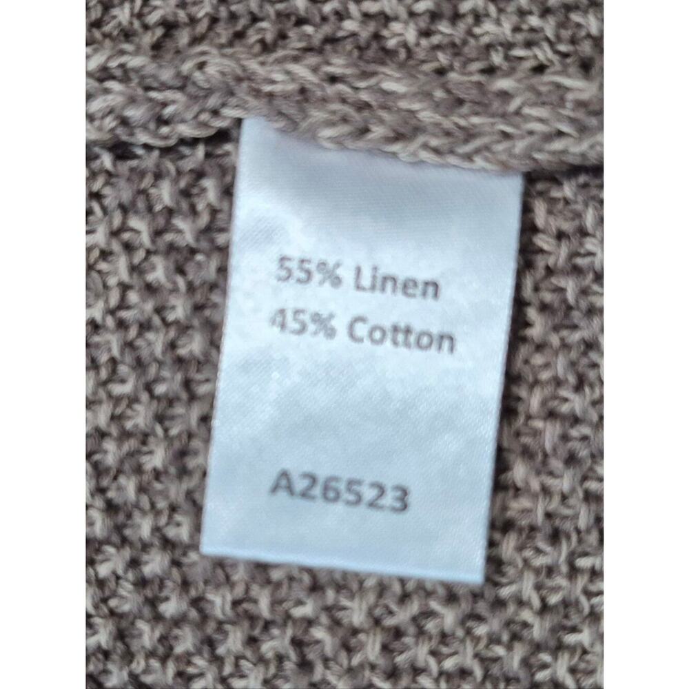 Appleseed's Taupe Linen Blend Open Front Knit Cardigan Sweater with Pockets - S - Picture 5 of 10
